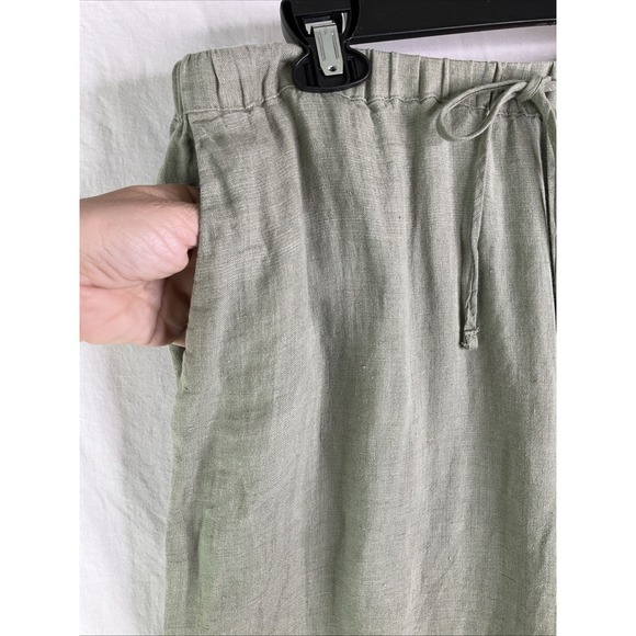New‎ MNG Linen Pants Green Drawstring Pull On Pockets Straight Leg XL - Picture 3 of 8